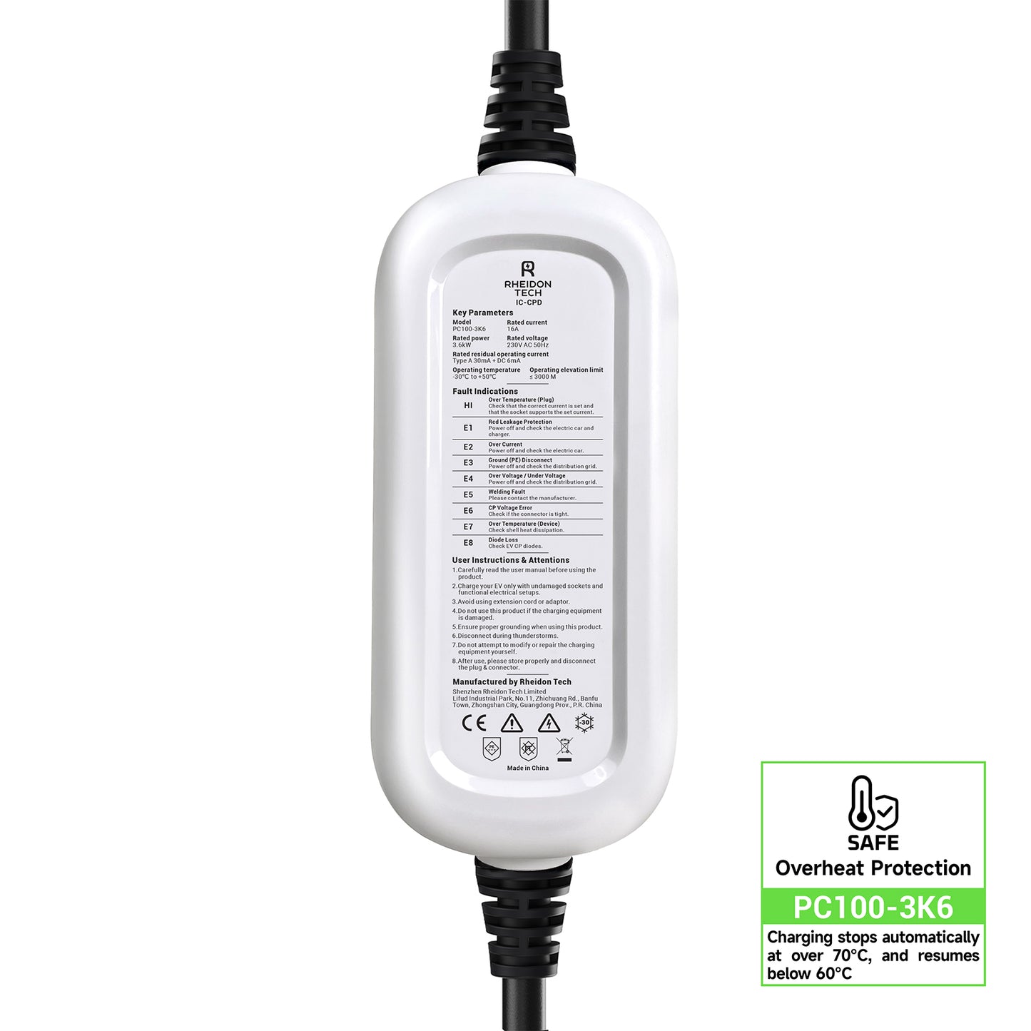 Rheidon 3.6 kW Portable EV Charger - Rheidon Tech